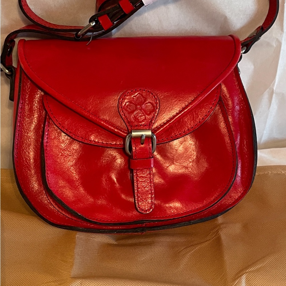 Patricia Nash Red Leather Saddle Bag Crossbody New w/ tags & Dustbag